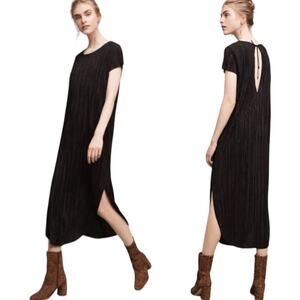 Anthropologie Sabina Musayev Textured Renaissance Midi Dress XS Black Crepe